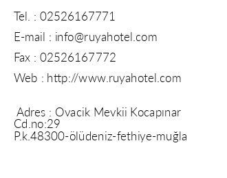 Rya Otel iletiim bilgileri